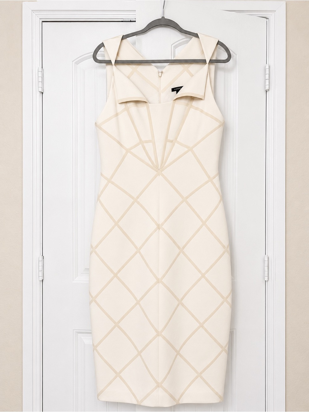 Zac Posen Cream Geometric Midi Dress